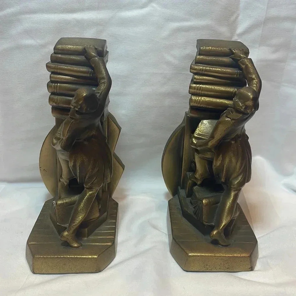 Vintage Art Deco Solid Brass Bookends - Picture 3 of 7